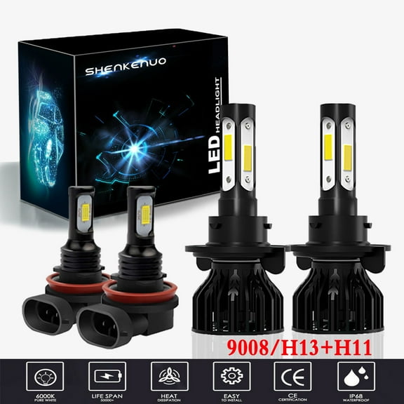 For Kia Soul 2014-2019 LED Headlight Bulbs,9008/H13 High beam and Low Beam and H11 Fog light Bulbs,Pack of 4