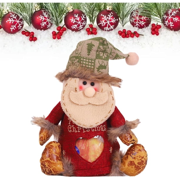 Bolsas de regalo de Navidad para muñecas, bolsas de dulces de Navidad con cremallera, bolsa de regalo de decoración de muñecas 3D, bolsa de almacenamiento de muñeco de nieve de Papá Noel y alce, bolsa
