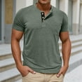 thumbnail image 2 of Men's Summer Short Sleeve Colour Blocking Three Buttons Knitted Crew Neck Pullover T Shirt Solid-color Fashionable Shirt,Color:Green,Size:XXL, 2 of 6
