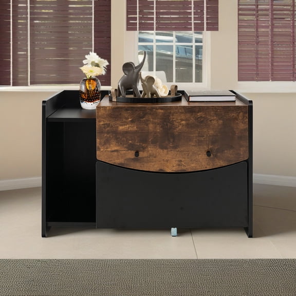 Demi Bonn 31" Cat Litter Box Enclosure, Hidden Litter Box Furniture, Wood Pull-Out Cat House Washroom Cabinet Fit for Most of Cat and Litter Box, Black