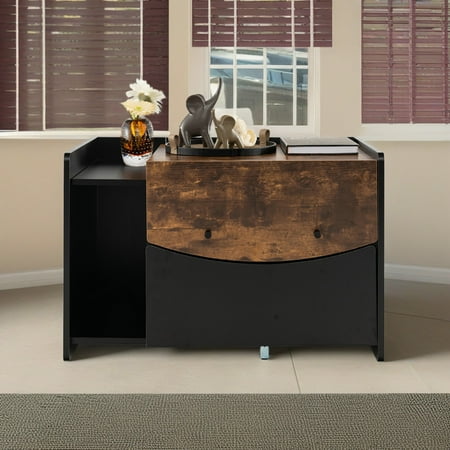 Demi Bonn 31 Cat Litter Box Enclosure Hidden Litter Box Furniture Wood Pull-Out Cat House Washroom Cabinet Fit for Most of Cat and Litter Box Black