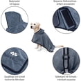 thumbnail image 2 of Albornoz de microfibra absorbente para perros grandes, ideal para secar después de nadar, bañarse o salir bajo la lluvia (talla L, gris), 2 of 6