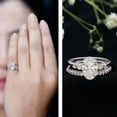 thumbnail image 3 of Rosec Jewels Bridal Ring Set - Oval Lab Grown Diamond Engagement Ring with Wedding Band (2.67 Ct, 7x9 mm, EF-VS Grade) - with Jewelry Box, 18K White Gold, US 3.50, 3 of 9
