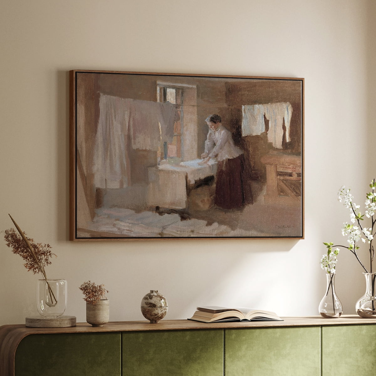 Vintage Landscape-CCCLX By Wexford Home Framed in Walnut Wood Gallery Wrapped Canvas 27 in. x 41 in.