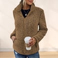 thumbnail image 3 of Winter Women Jacket with Double Pockets Thick Fleece Zipper Closure Cardigan Long Sleeves Warm Windproof Heat Retention Outdoor Coat, 3 of 8
