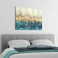 thumbnail image 5 of HFDF Canvas Patg Wall Art Abstract: Heavy Textured Hand Pated Dark Blue & Gold Foils Picture Artwork for Livg Room (x 1 Panel) 20x16inch Framed, 5 of 6