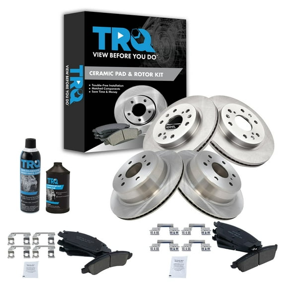 TRQ Front & Rear Premium Ceramic Brake Pad & Rotor Kit w/Chemicals for Chevy GMC BKA17182 Fits select: 2007-2013 CHEVROLET SILVERADO, 2008-2013 GMC SIERRA