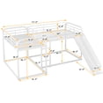 thumbnail image 5 of White Metal L-Shaped Bunk Bed with Slide, Full over Twin Bunk Bed with Ladder and Underbed Desk Space, Sturdy Frame for Home, Dorm, Apartment, 5 of 10