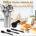 thumbnail image 2 of Juego de utensilios de cocina de acero inoxidable de 25 piezas con soporte, resistentes al calor, con volteadores y triturador de papas, 2 of 8