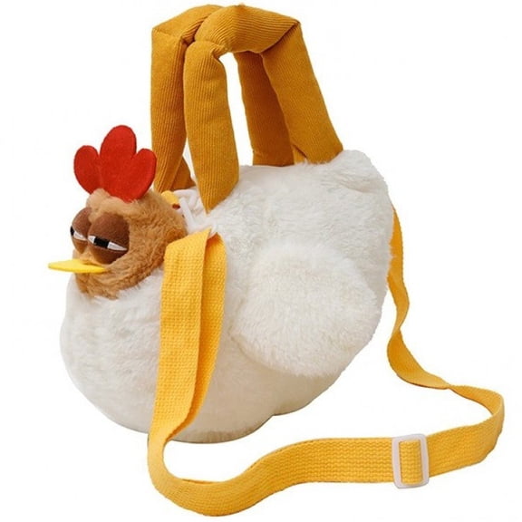 Jiibva Plush Chicken Handbag Cartoon Gugu Chicken Sling Bag Women Stuffing Animal Shoulder Bag For Commuting Outside