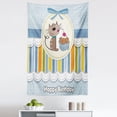 thumbnail image 1 of Birthday Party Tapestry, Present Wrap Like Image with Chocolate Cake and Kitten Party, Fabric Wall Hanging Decor for Bedroom Living Room Dorm, 5 Sizes, Pale Blue White, by Ambesonne, 1 of 1