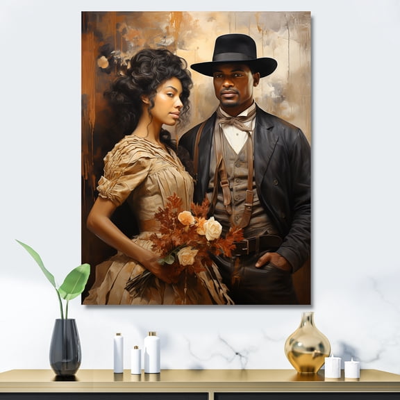 Designart "Harlem Historic Couple Portrait I" People Canvas Wall Art - Global Black African American Art Entryway Wall Art Print