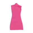 thumbnail image 1 of Vestido ajustado a escala 1/6, minivestido corto con cuello simulado, elegante vestido de verano en miniatura. rosa roja, 1 of 7