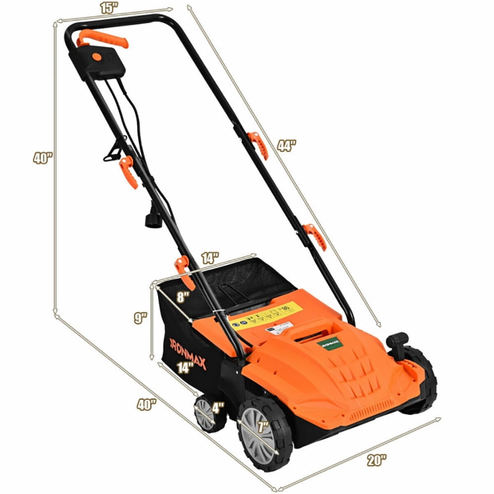 YYAo Scarifier Dethatcher,Electric Lawn Dethatcher,13 Inch 12 Amp Electric Scarifier with Collection Bag and Removable Blades-Orange