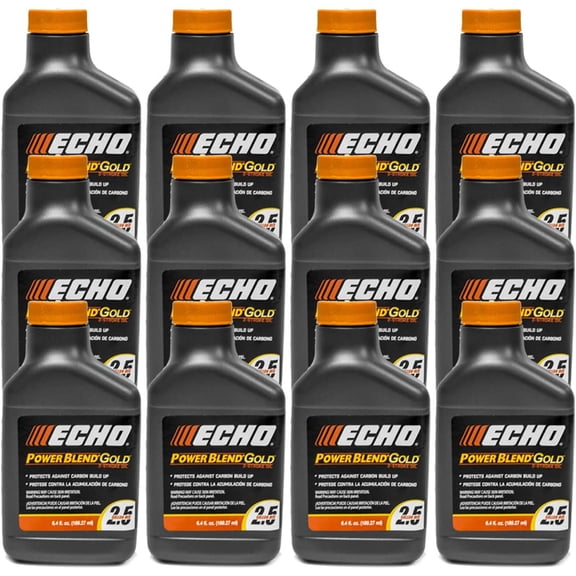 12 Pack of Echo PowerBlend Gold 2-Stroke Engine Oil 6.4 oz Bottle 50:1 Mix for 2.5 Gallons 6450025S-12PK