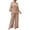A-Beige385, variant on Womens 2 Piece Outfits Split Flare 3/4 Sleeve Notched V Neck Blouses Wide Leg Pants with Pockets spring matching sets