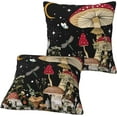 thumbnail image 5 of Mushroom Dragonfly Butterfly Moon Throw Pillow Covers Soft Square Cushion Pillowcase Set of 2 for Sofa Couch Home Decor 18 X 18 in, 5 of 6