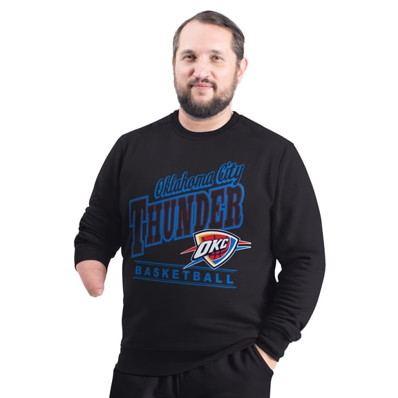 Men's G-III Sports by Carl Banks Black Oklahoma City Thunder Adaptive Headliner Fleece Crewneck Sweatshirt