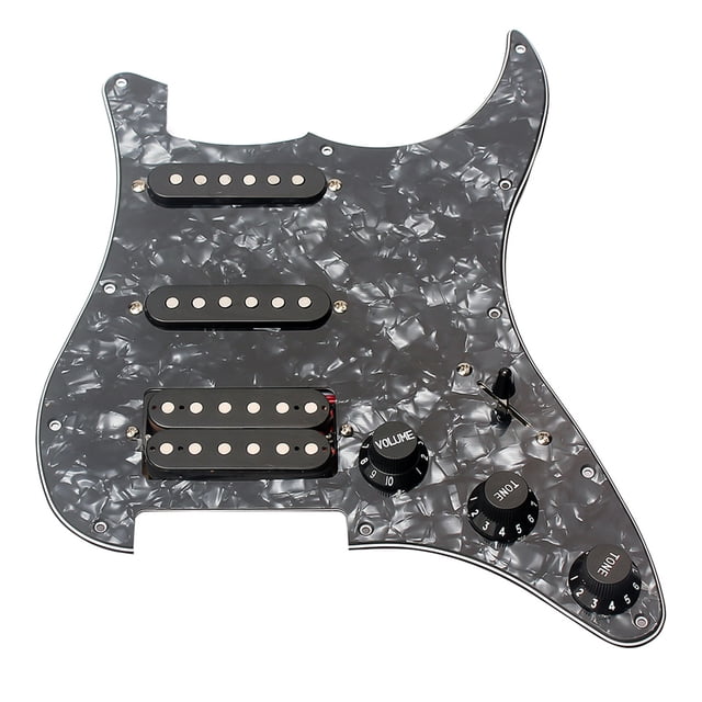 Placa de selección SSH de 3 capas prealambrado cargado de Pickguard Humbucker Pastillas Conjunto de Strat ST de la guitarra eléctrica Negro Perla Maboto Placa de selección