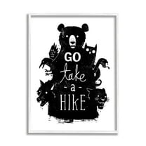 Stupell Industries Take a Hike Typography Wildlife Silhouette Black Bear Framed Wall Art, 24 x 30, Design by Michael Buxton
