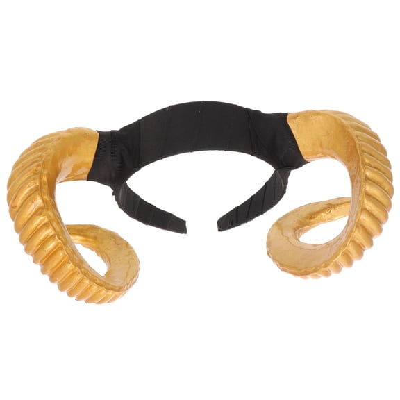 Raindrops Exaggerated Horn Shape Hair Hoops Golden Wide-Edge Headband for Party Use