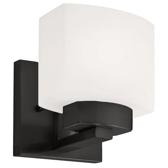 Design House Dove Creek 1-Light Dimmable Wall Light with Frosted Glass, Matte Black