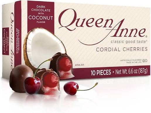 Queen Anne Cordial Cherries Assorted Flavors: Milk Chocolate, Dark Chocolate, Cherry Cola, French Vanilla, & Dark Chocolate with Coconut , (10 Pieces Each)