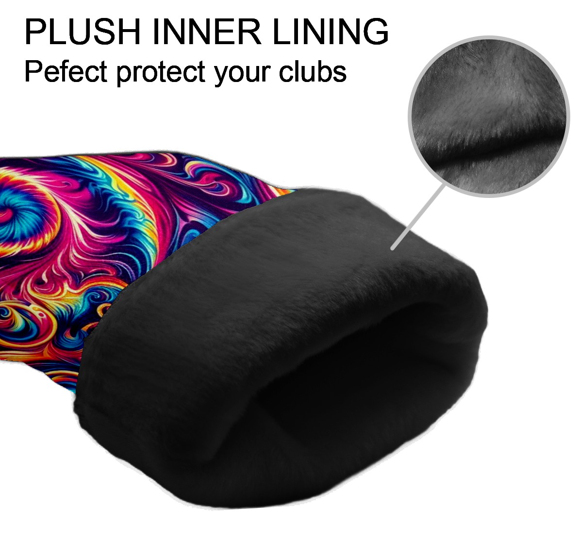 Golf Club Covers, Vibrant Swirl Pattern Premium PU Leather Driver Hybrid Putter Head Covers with Velvet Lining, Waterproof Golf Gifts for Men Women