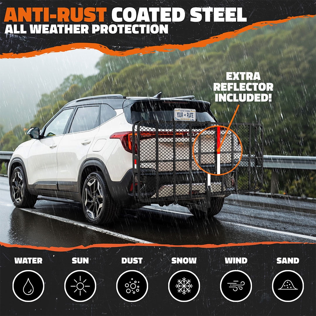 Mockins 72"x36"x6" XL Trailer Hitch Rack with Rear Lights, License Plate Holder and Carrier Accessories
