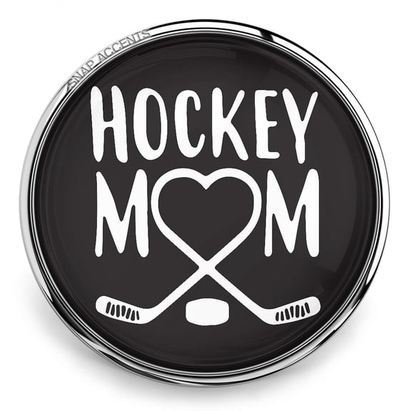 Hockey Mom Heart Black Sports Snap Jewelry Ginger Charm Button, For Interchangeable DIY Customizable Accessories