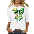 thumbnail image 5 of Mceream 3/4 Sleeve St Patty's Day Shirt Women Crew Neck St Patricks Day Shirt Irish Clover Shamrock Tunic Tops Spring Blouses plus size outfits White M, 5 of 5