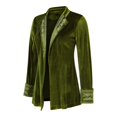 thumbnail image 5 of LEKODE Women's Vintage Embroidered Velvet Blazer Jacket Long Sleeve Open Front Slim Fit Coat Trendy Victorian Steampunk Coat Blackish Green S, 5 of 9