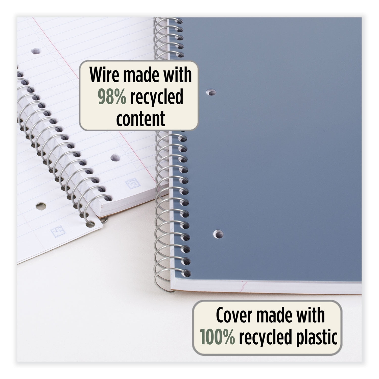 Recycled Notebook, 1 Subject, Medium/College Rule, Randomly Assorted Cover, 11 x 8.5 Sheets | Bundle of 2 Each
