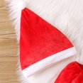 thumbnail image 3 of Conjunto de 3 piezas de vestido de manga larga de polar rojo para niña con gorro y mangas hasta la pantorrilla para Navidad, 3 of 5