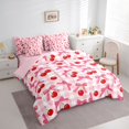 thumbnail image 3 of Feelyou Fashion Bowknot Twin Bedding Sets 7pcs, Pink Plaid Abstract Bedding Comforter Set, 3 of 8