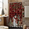 thumbnail image 3 of Shower Curtain 60"W x 72"L Winter Christmas Snowman Deer Holly Leaves Plaid Fabric Shower Curtains Set with Hooks Water Repellent Bathroom Curtains Machine Washable Bathroom Accessories, 3 of 7