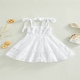 thumbnail image 4 of Bébé bébé Fille d'Été Boho Robe de Couleur Unie Spaghetti Robe de Cou Carré Plage Robe de Soleil Blanc 2-3 Ans, 4 of 8