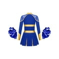thumbnail image 2 of iiniim Kids Girls Rhinestones Long Sleeve Cheerleading Dress with Pom Pom Cheer Leader Dancewear Blue 12, 2 of 7
