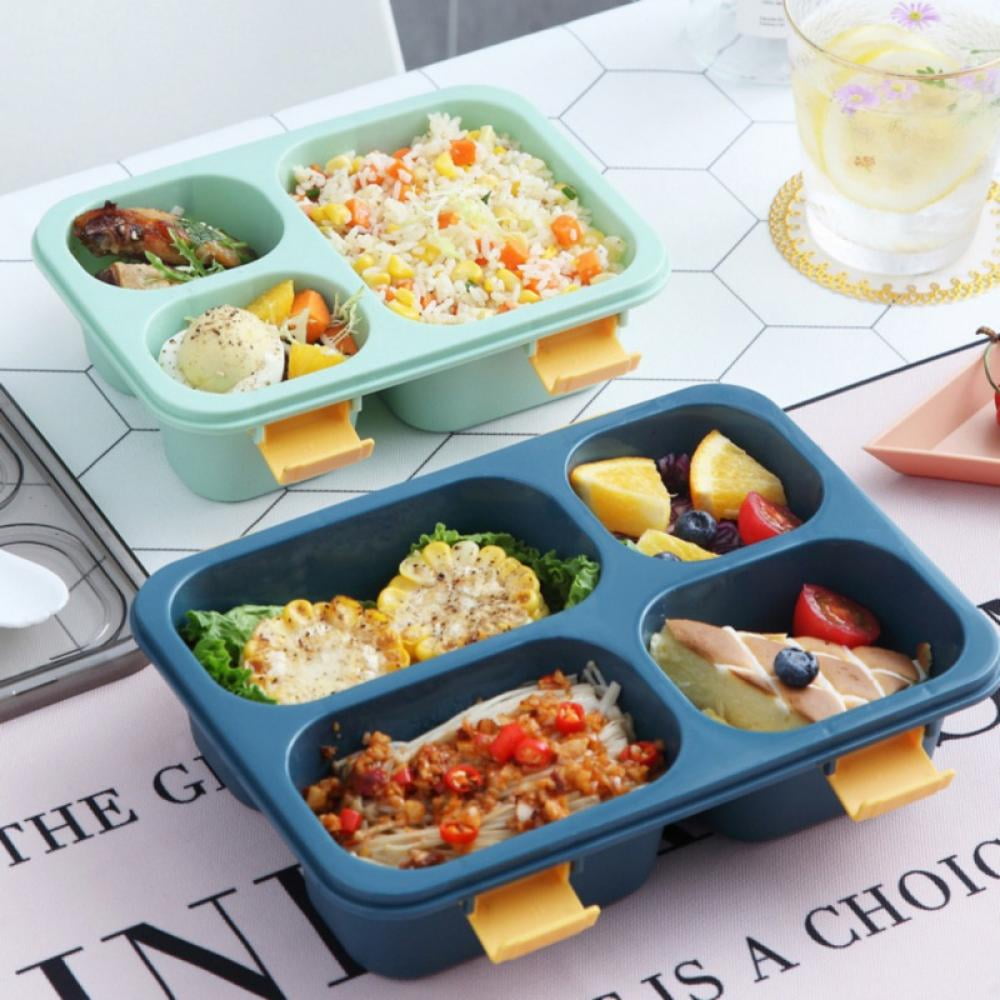 MunchBox Bento Lunch Box with 5 Compartments, Kids & Toddler BPA Free  Plastic Snack Box, Adult Food Storage Container with Leak Proof Silicone  Lid.