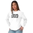 thumbnail image 3 of Work Hard for My Cat Pet Parent Funny Plus Size Long Sleeve Graphic Tee Shirt Brisco Brands 2X, 3 of 5