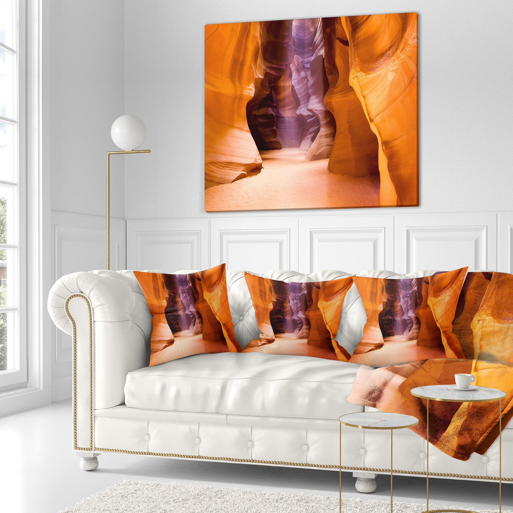 Designart Upper Antelope Canyon - Landscape Photo Throw Pillow - 16x16