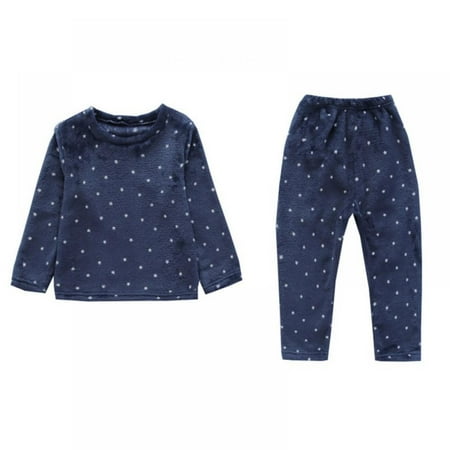 

Autumn Winter Warm Flannel Kids Pyjamas Sets Star Print Pyjama Bebe Coral Velvet Long Sleeve Sleepwear Thin Flannel Pajamas Set