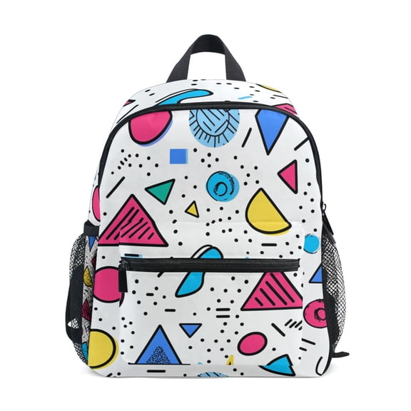FORMRS School Backpack with Front Zippered Pocket 12" Student Travel Daypack, Red Retro Pattern