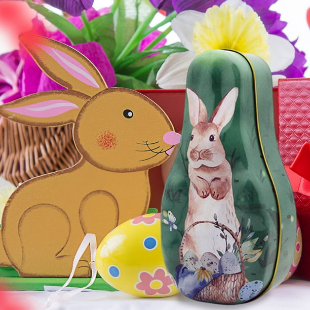 Easter Bunny Shaped Tin Box Packaging Chocolate Candy Exquisite Tinplate Easter Gift Box For Holiday Celebrations Family Gatherings And Children's Gifts