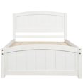 thumbnail image 2 of Wood Platform Bed Home Bedroom Wood Slat Support Bed Frame Bedstead with Headboard Footboard White, 2 of 11