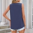 thumbnail image 4 of longantii Tank Top for Women Trendy Beach Vacation Lace Front Tops V Neck Sleeveless Summer Boho Tops 2026 Blouse Clothes Navy L, 4 of 7