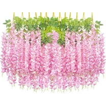 24 Pack Artificial Fake Wisteria Vine Ratta (3.75 Feet) Hanging Garland Silk Flowers String Home Party Wedding Decor(Purple)