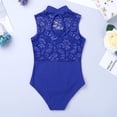 thumbnail image 4 of Vxuxlje Kid Girls Floral Lace Leotard Halter Mock Neck Gymnastics Ballet Dance Leotard Activewear Blue XXL, 4 of 7