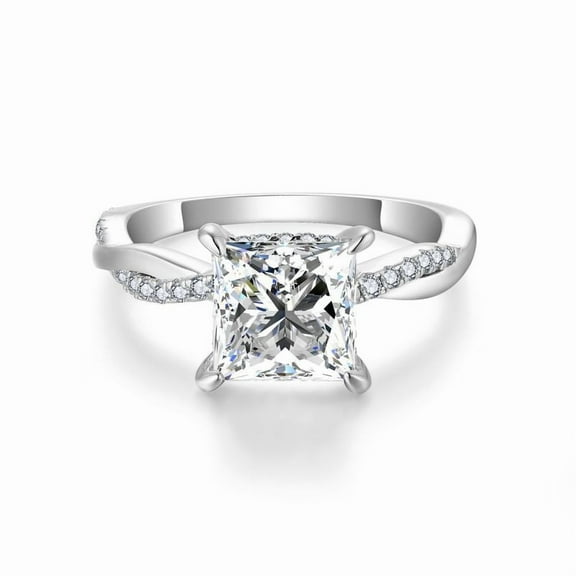 Princess Cut 2 Carat Moissanite Wedding Ring for Women Engagement Rings for Women Diamond 18K 925 Sterling Silver Moissanite Diamond Promise Ring Womens Diamond Rings Diamond Stacking Rings