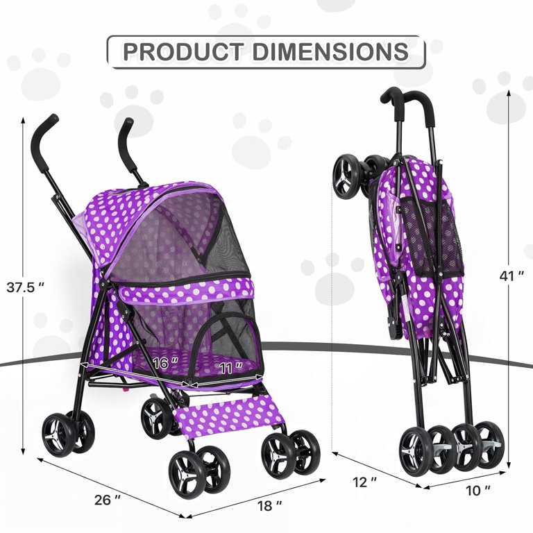 Foldable Pet Stroller, Dog Stroller For Medium Dogs 30 Lbs, Portable